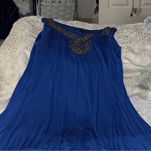 Elegant Blue Beaded Women's Shirt
